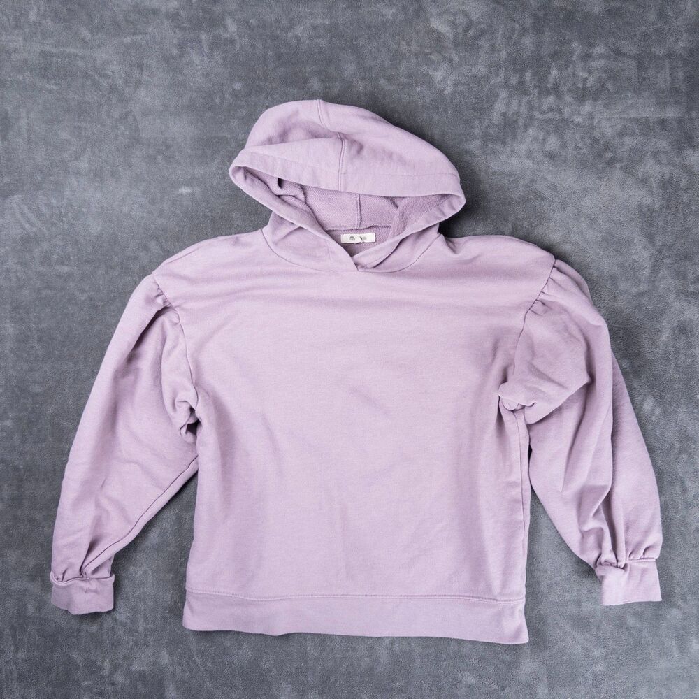 Madewell Women’s Hoodie Puff Sleeve Lavender Pullover Sweatshirt Size Large